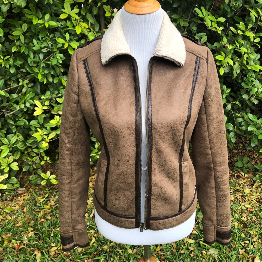 Teddy Brown Bomber Jacket Hollister